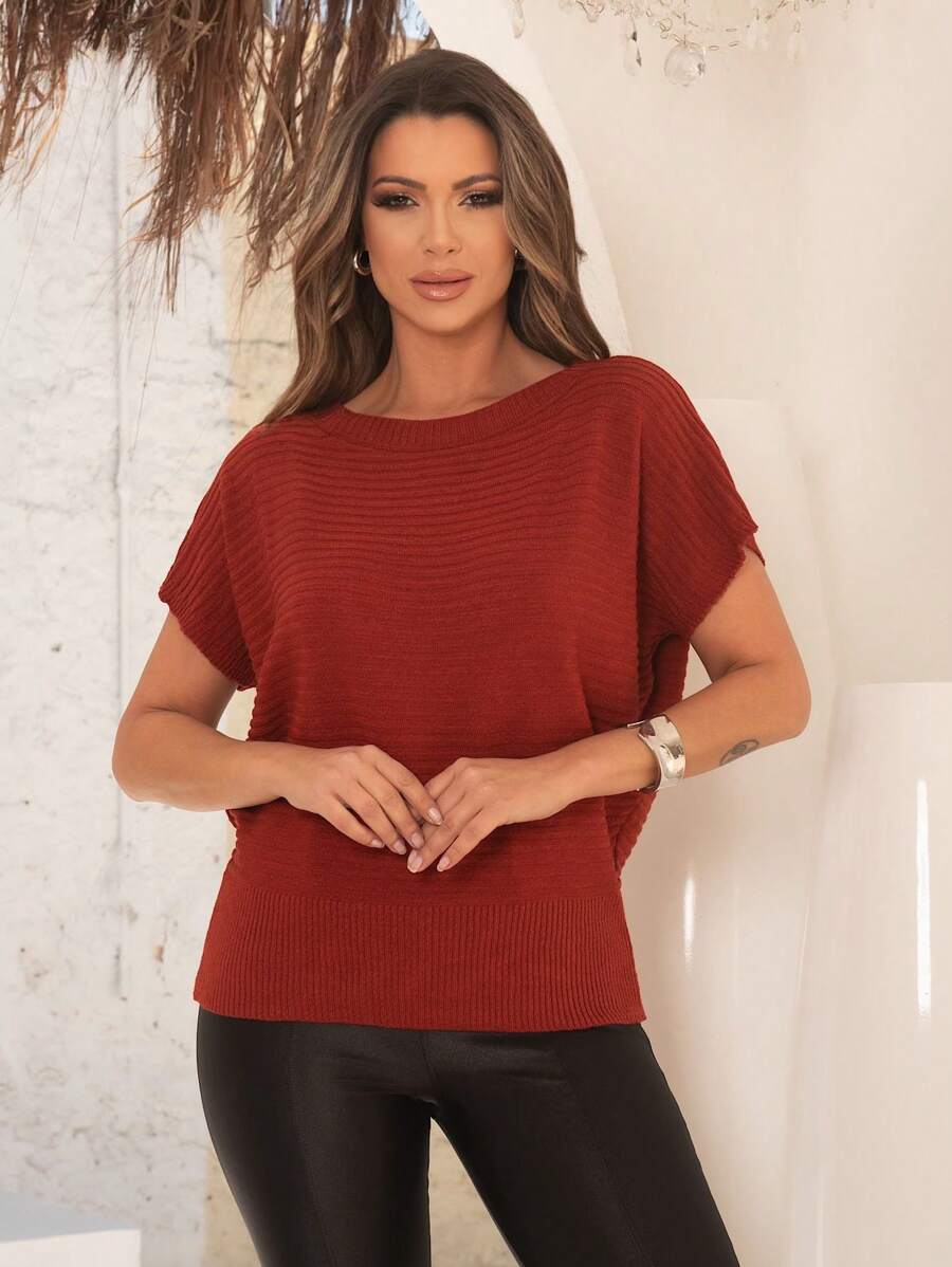 Blusa Feminina elegante tricot Manga Morcego modal
