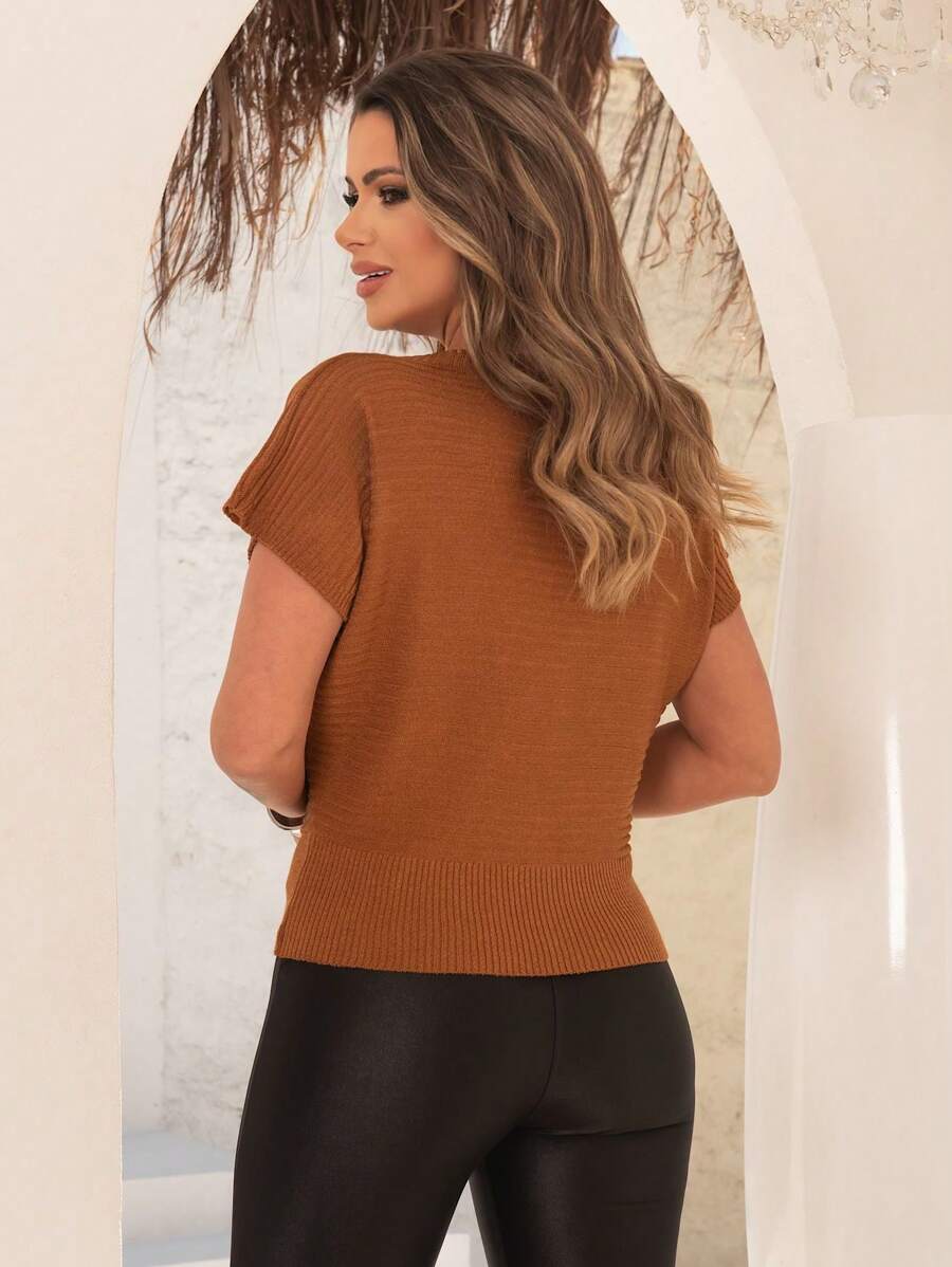 Blusa Feminina elegante tricot Manga Morcego modal