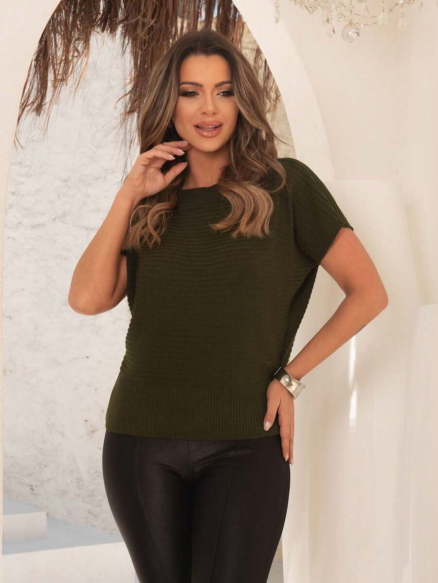 Blusa Feminina elegante tricot Manga Morcego modal