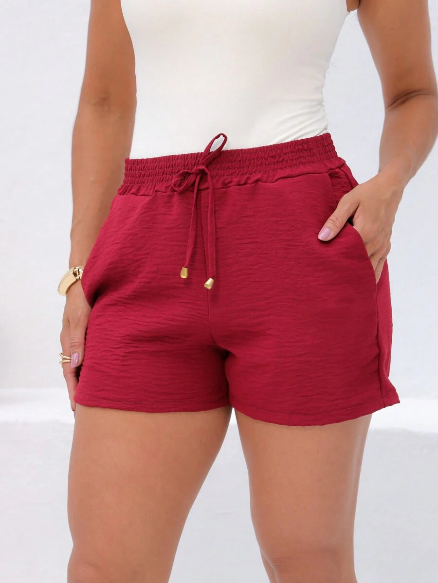 Shorts Bermuda Feminina Curto Basico Tecido Dunas Cintura Alta