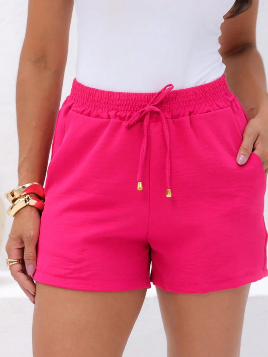 Shorts Bermuda Feminina Curto Basico Tecido Dunas Cintura Alta