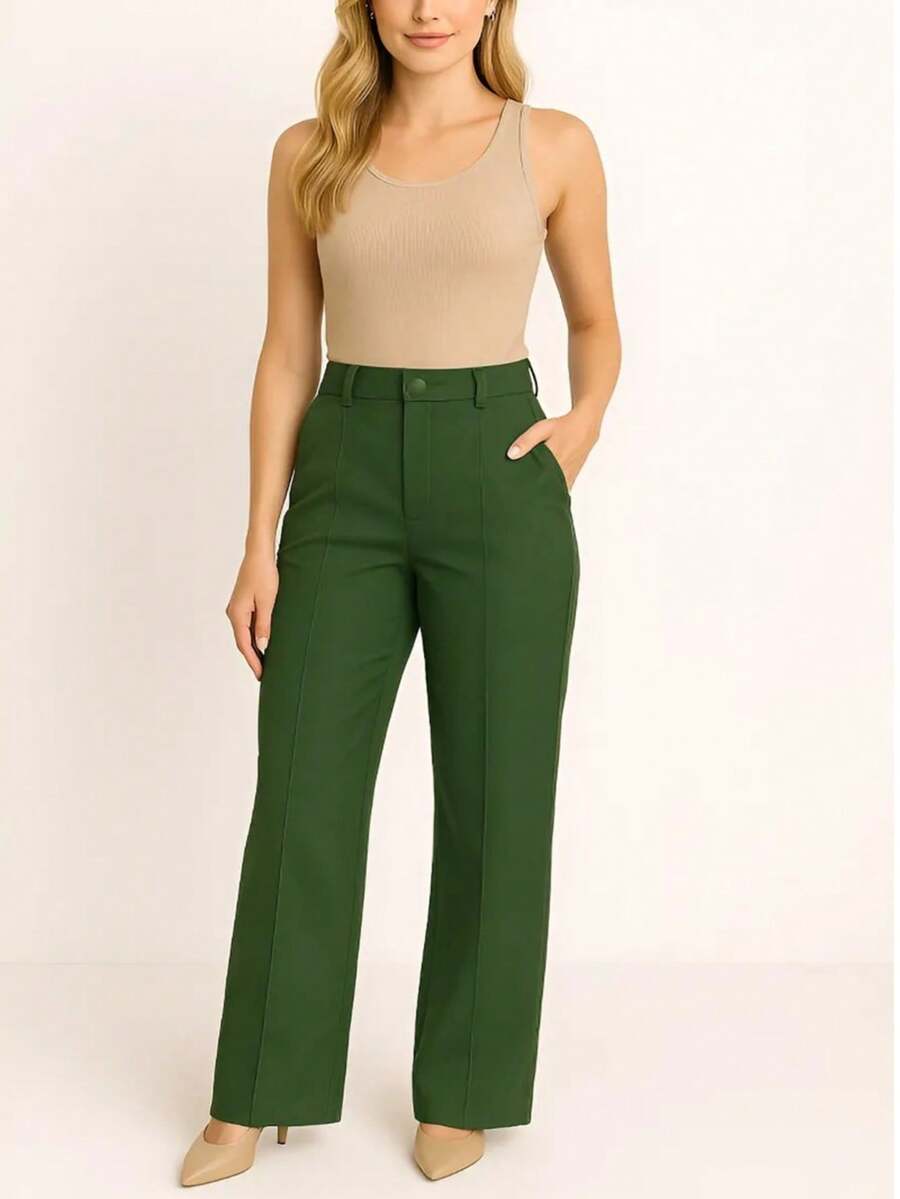 Calça Alfaiataria Feminina Cintura Alta Pantalona Social Chic